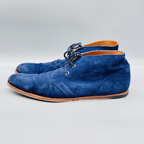 Opening Ceremony Boots Mens 10 Blue Suede Chukka Ankle Lace Up Casual Shoes